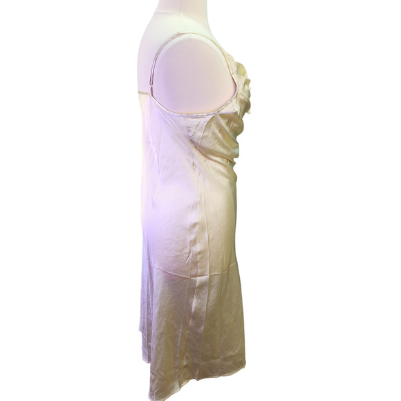 Her Destiny Nightgown Dress Women Large Ivory Satin Slip Ruched Top Pearls Sexy - Picture 6 of 14